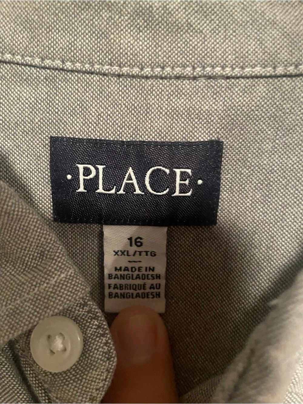 The Children's Place Light Gray Button-Down Shirt - Size 16 (Youth XXL)